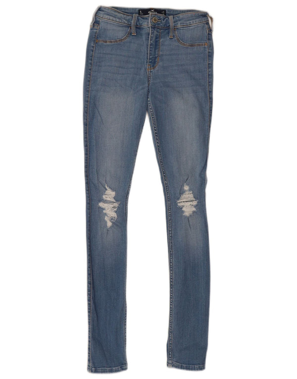 Hollister Dame Legging Mid Rise Distressed Skinny Jeans W25 L30 Blå