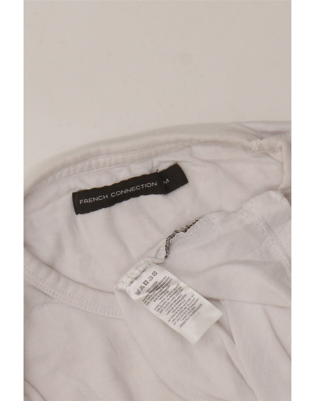 FRENCH CONNECTION Dame T-Shirt Top UK 12 Medium Hvid Bomuld