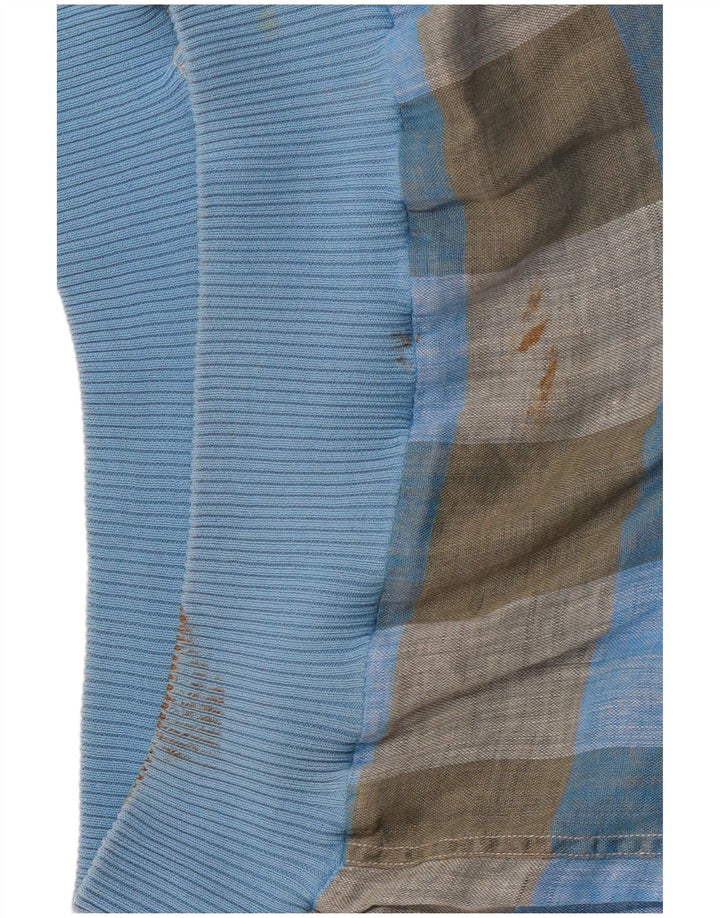 VINTAGE Kortærmet herretrøje IT 48 Medium Blue Check Flax