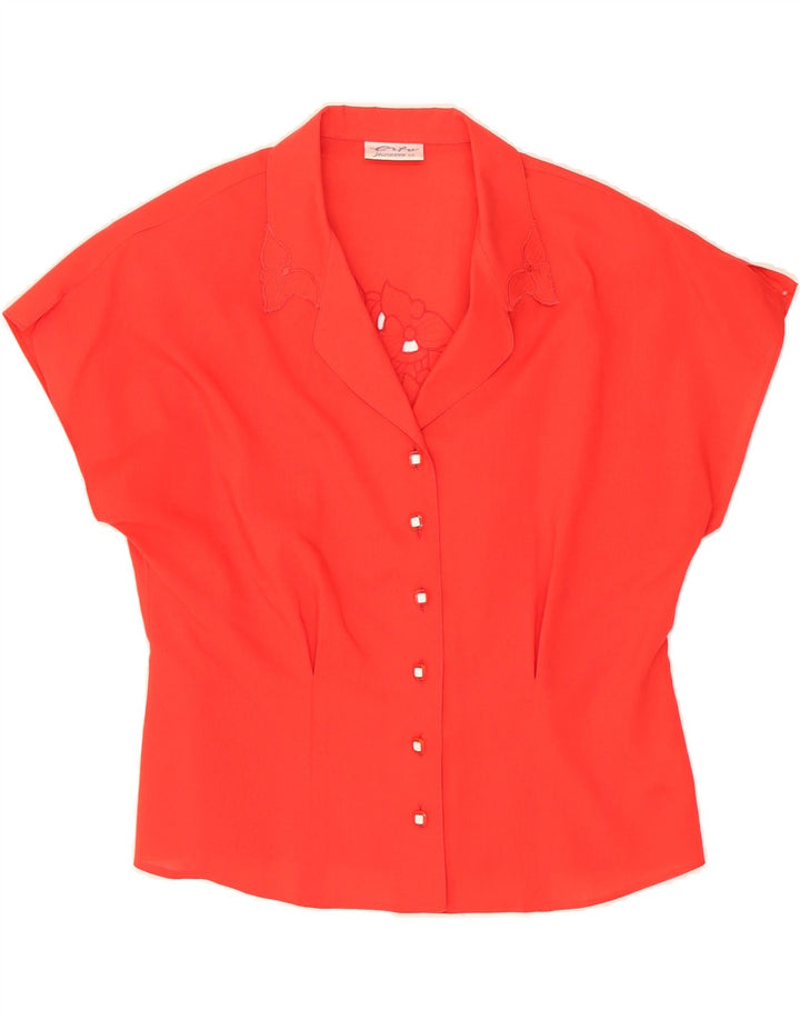 VINTAGE Womens Short Sleeve Shirt Blouse IT 42 Medium Red Polyester Vintage Vintage and Second-Hand Vintage from Messina Hembry 