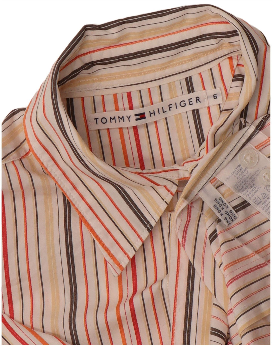 TOMMY HILFIGER Womens Shirt US 6 Medium Multicoloured Striped Cotton