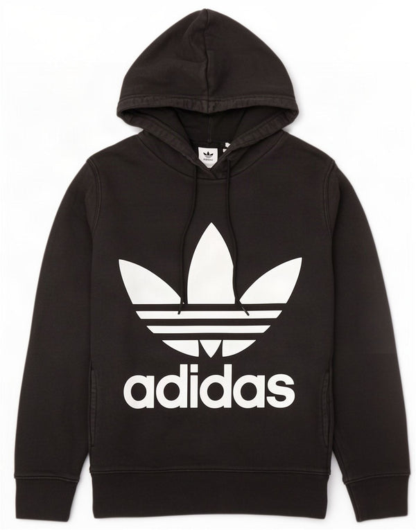 Adidas Graphic Oversized Hoodie Jumper UK 10 Small Black Bomuld