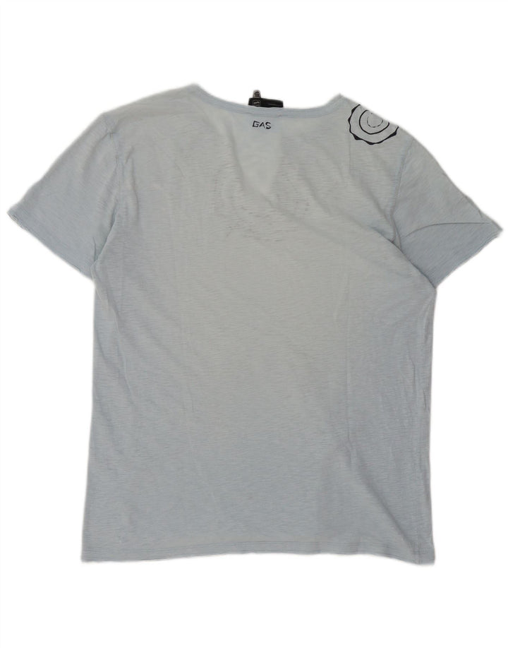 GAS Grafisk T-shirt top til mænd XL Blå Flecked