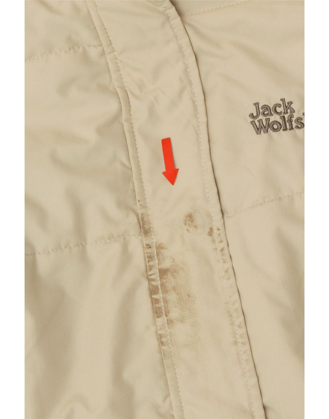 JACK WOLFSKIN Womens Padded Coat UK 12/14 Medium Beige Polyester Vintage Jack Wolfskin and Second-Hand Jack Wolfskin from Messina Hembry 