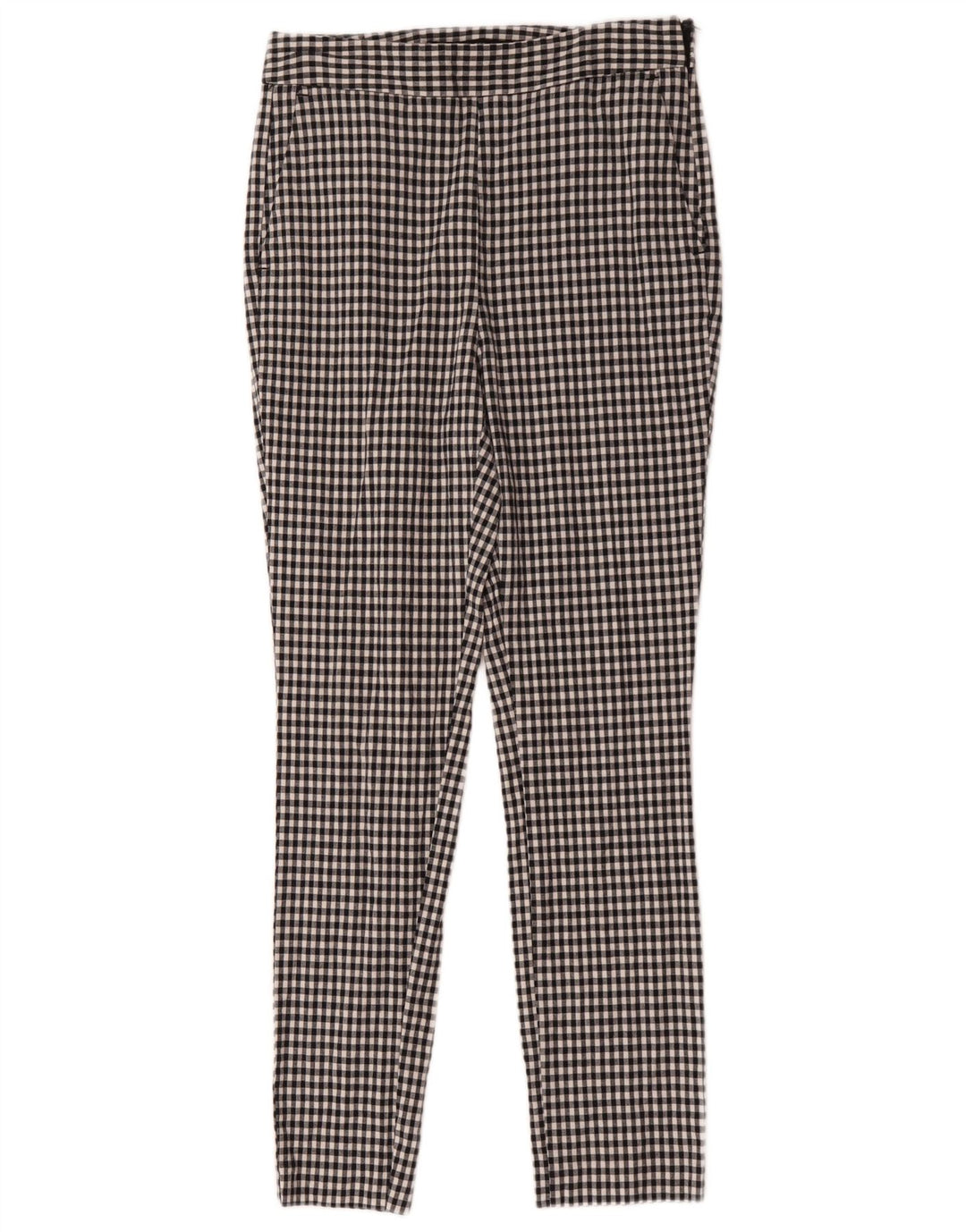 Zara Dame Slim Chino Bukser Medium W28 L28 Sort Gingham