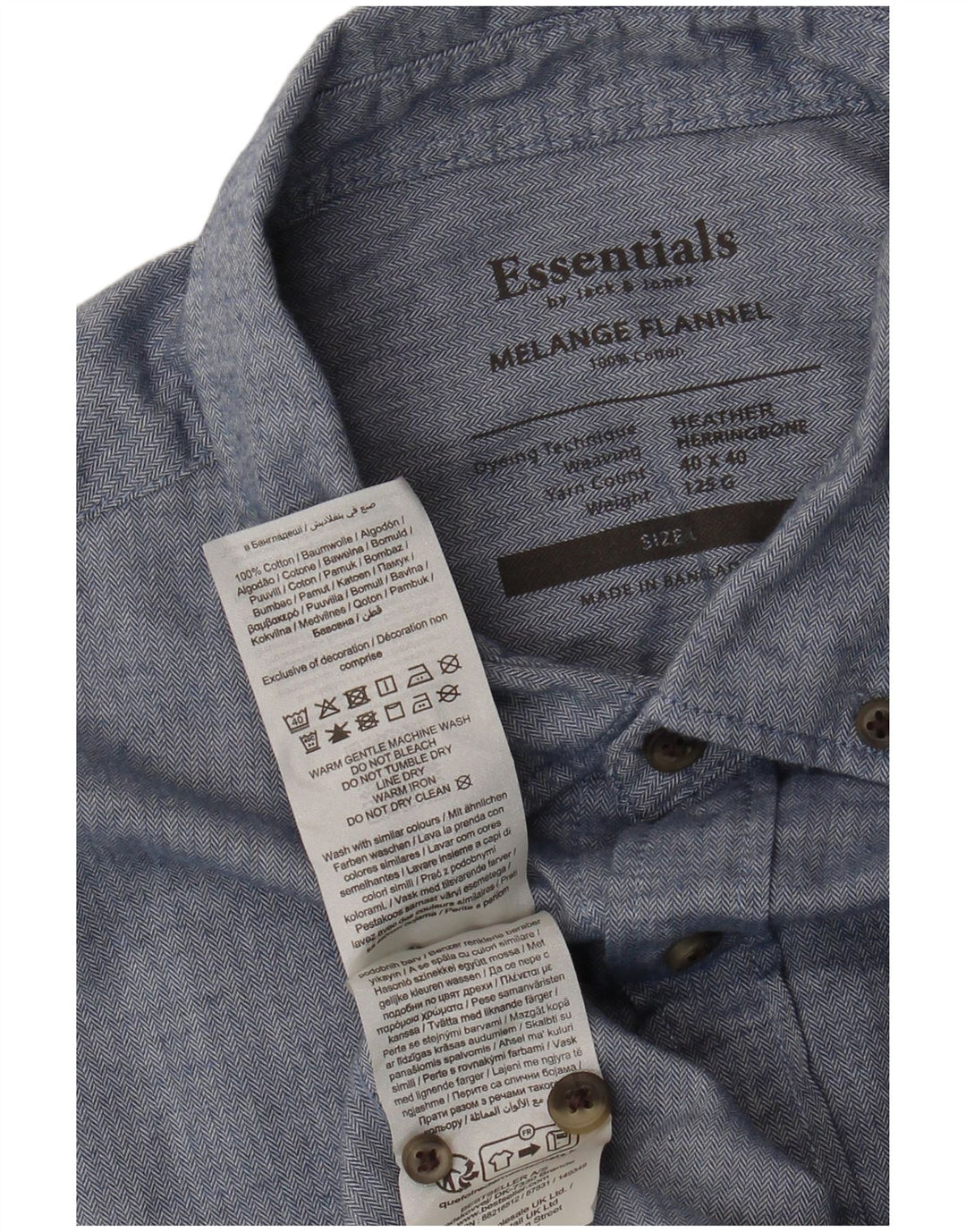 Jack & Jones herre flannelskjorte stor blå sildebensbomuld