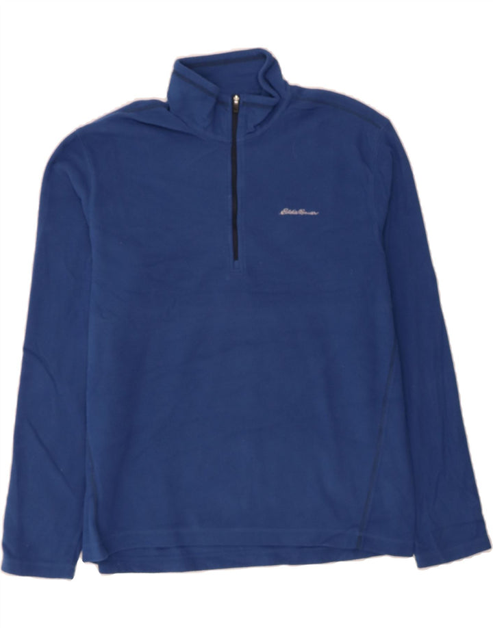 EDDIE BAUER Mens Zip Neck Fleece Jumper Medium Blue Polyester Vintage Eddie Bauer and Second-Hand Eddie Bauer from Messina Hembry 