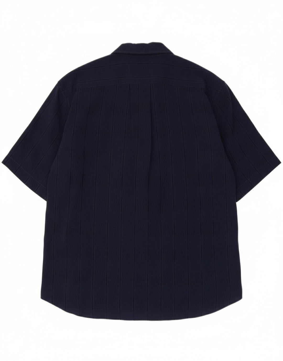 CARREL Mens Short Sleeve Shirt Size 40 15 3/4 Medium Navy Blue Striped