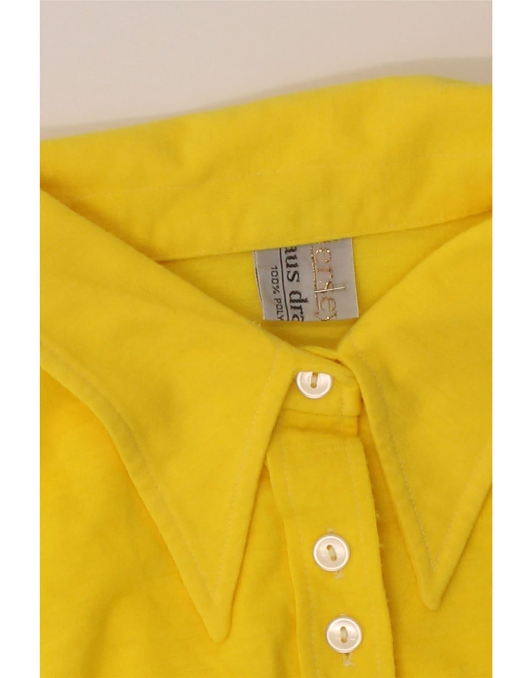 VINTAGE Womens Short Sleeve Shirt Blouse UK 14 Large Yellow Polyester Vintage Vintage and Second-Hand Vintage from Messina Hembry 