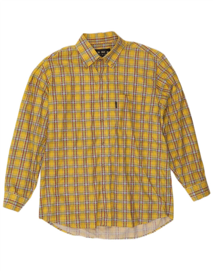 Vintage herreskjorte XL gul ternet bomuld
