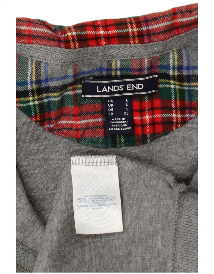 Lands End Herre Zip Neck Jumper Sweater Stor Grå Bomuld