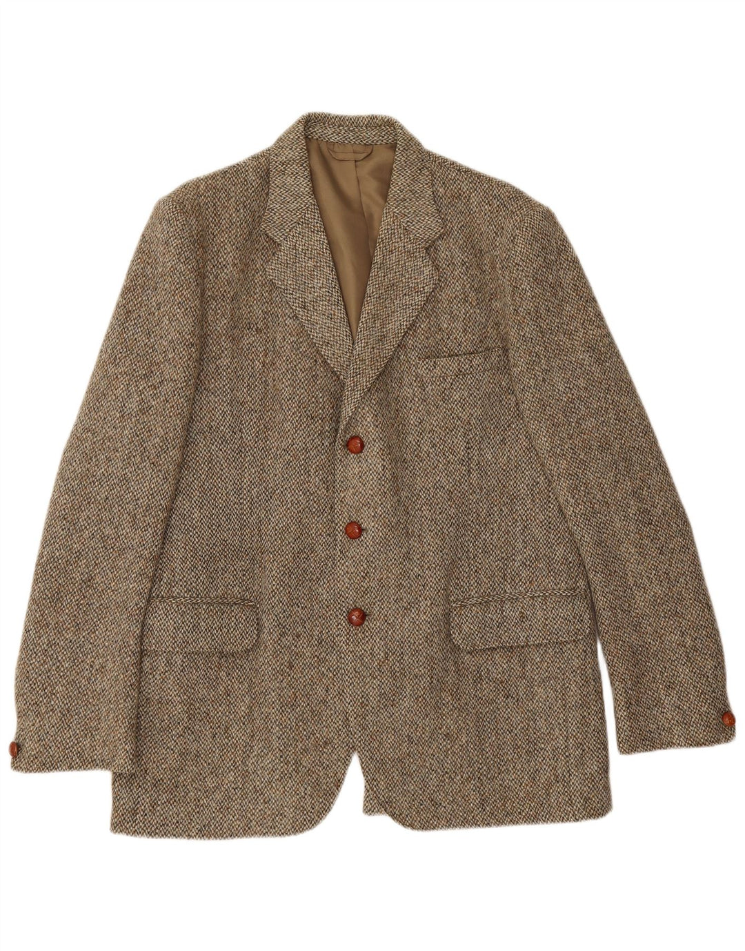 Harris Tweed Herre 3 Button Blazer Jacket UK 38 Medium Green Herringbone