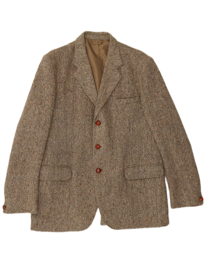 Harris Tweed Herre 3 Button Blazer Jacket UK 38 Medium Green Herringbone