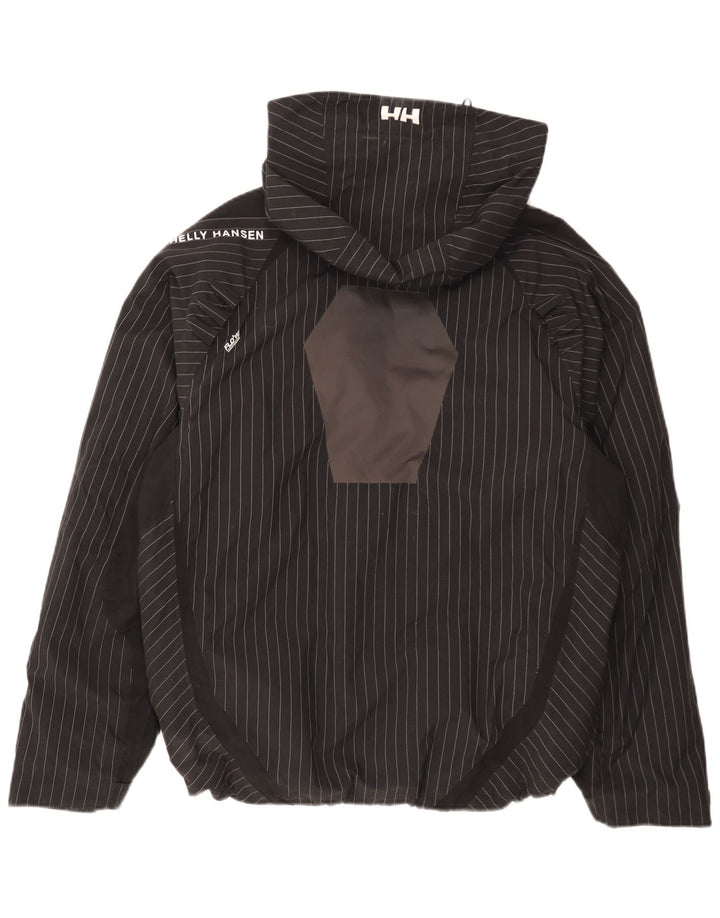 Helly Hansen Herre Grafisk Hætte Regnjakke UK 38 Medium Sort Stribet