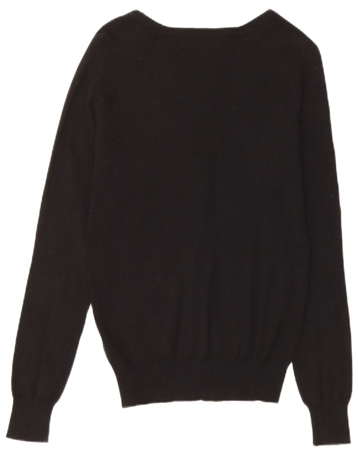 Zara Dame Cardigan Sweater UK 12 Medium Sort Bomuld