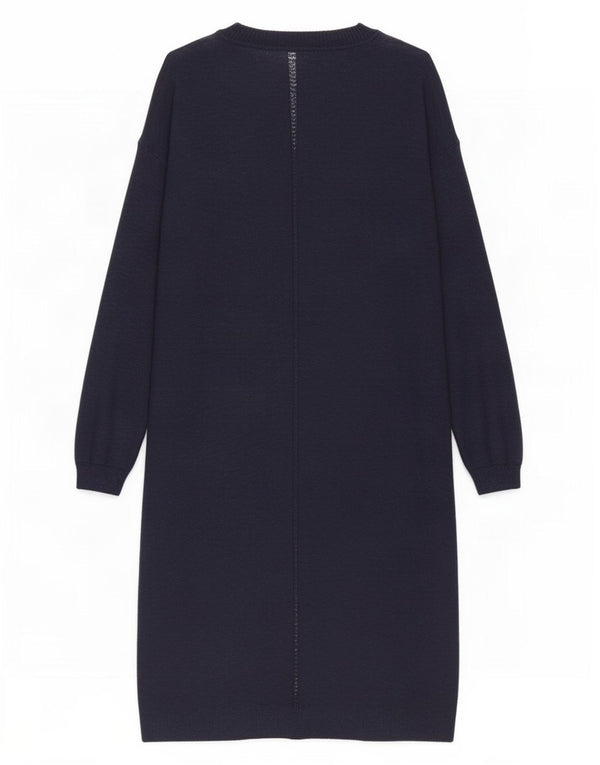 Fat Face Dame Longline Åben Cardigan Sweater UK 10 Small Navy Blue Cotton