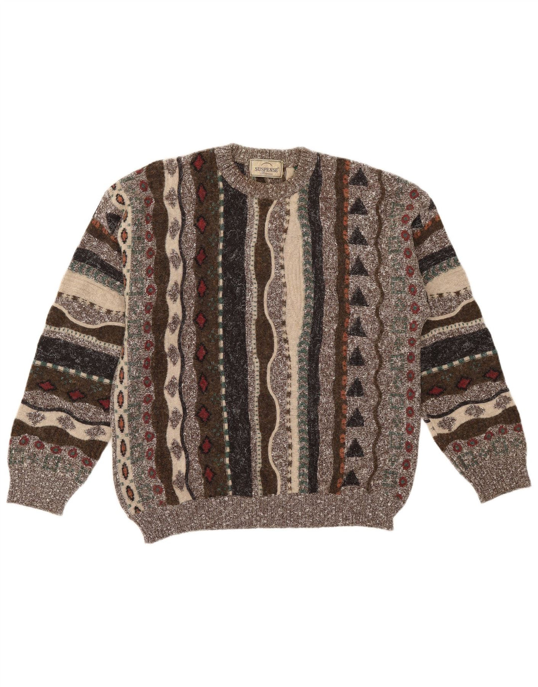 Suspence Herre Crew Neck Jumper Sweater IT 54 XL Flerfarvet Geometrisk