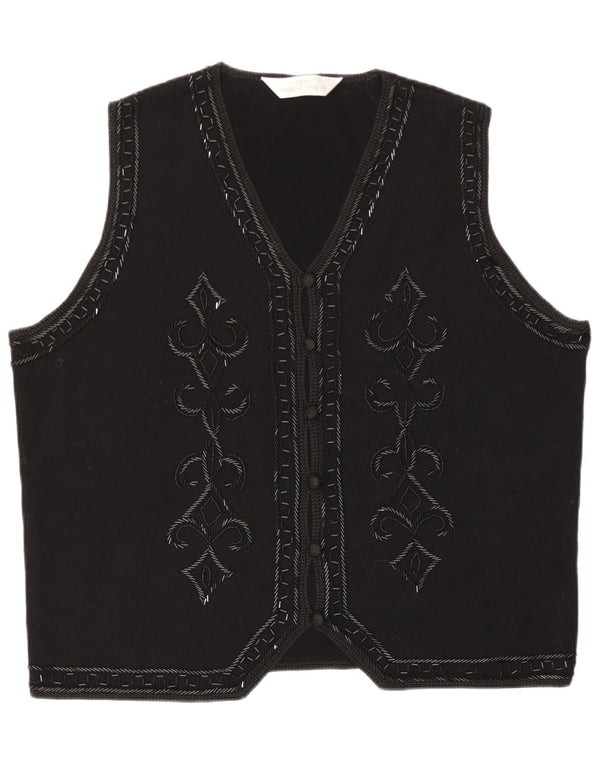 Marks & Spencer Dame grafisk vest UK 20 2XL Sort Akryl