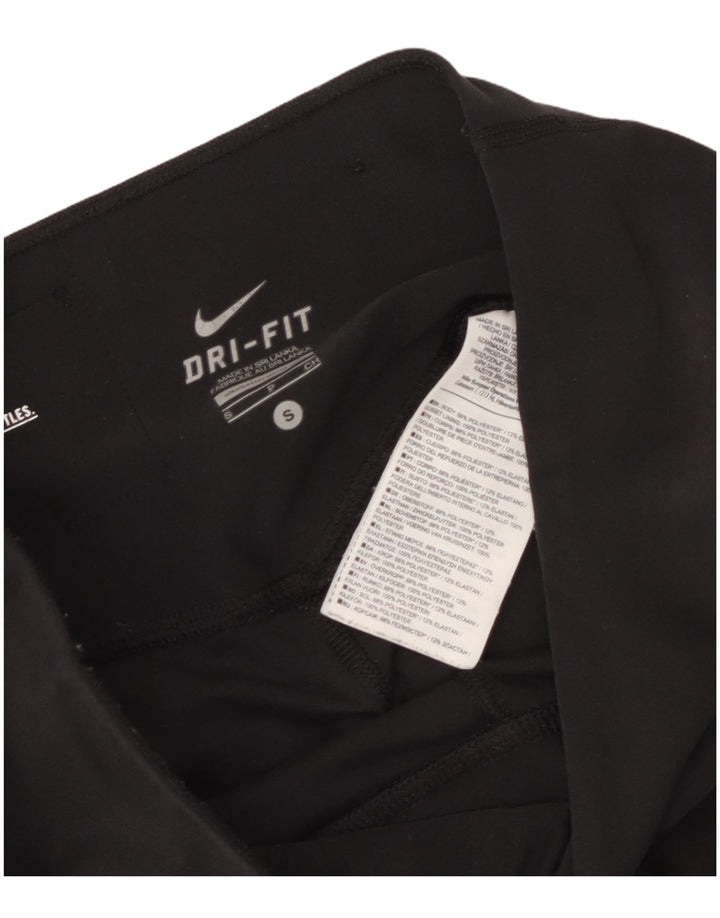 Nike Dame Dri Fit Leggings UK 10 Small Black Polyester