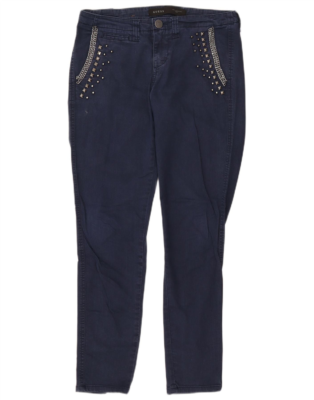 GUESS Dame Slim Jeans W27 L28 Marineblå Bomuld