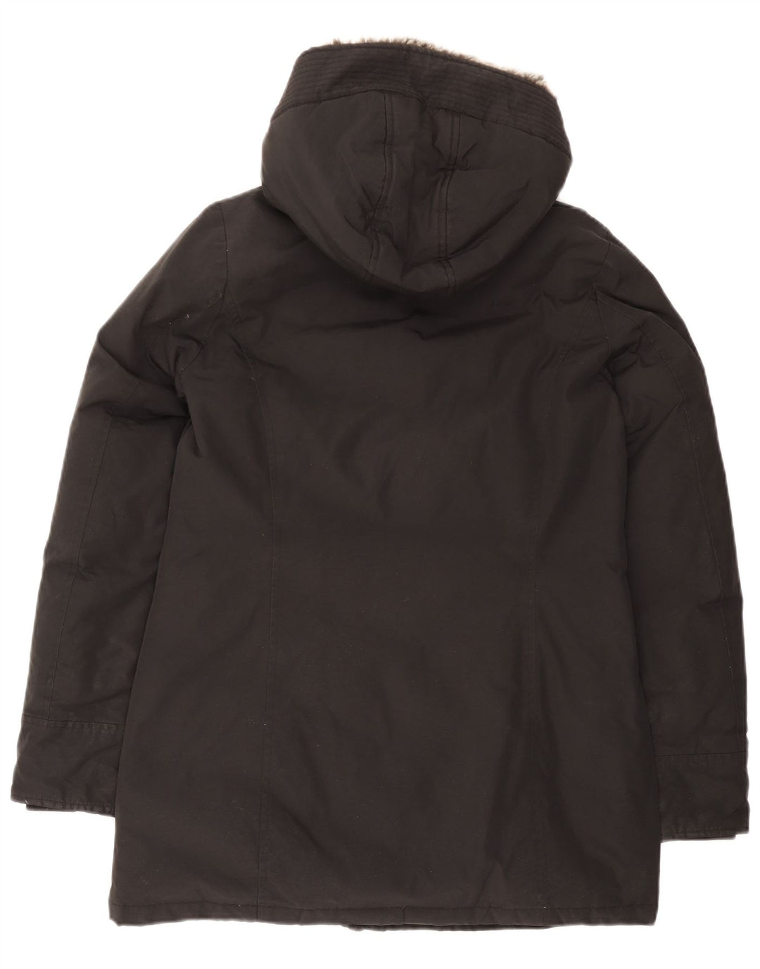 Woolrich Polstret hættejakke til kvinder UK 14 Medium Sort Bomuld