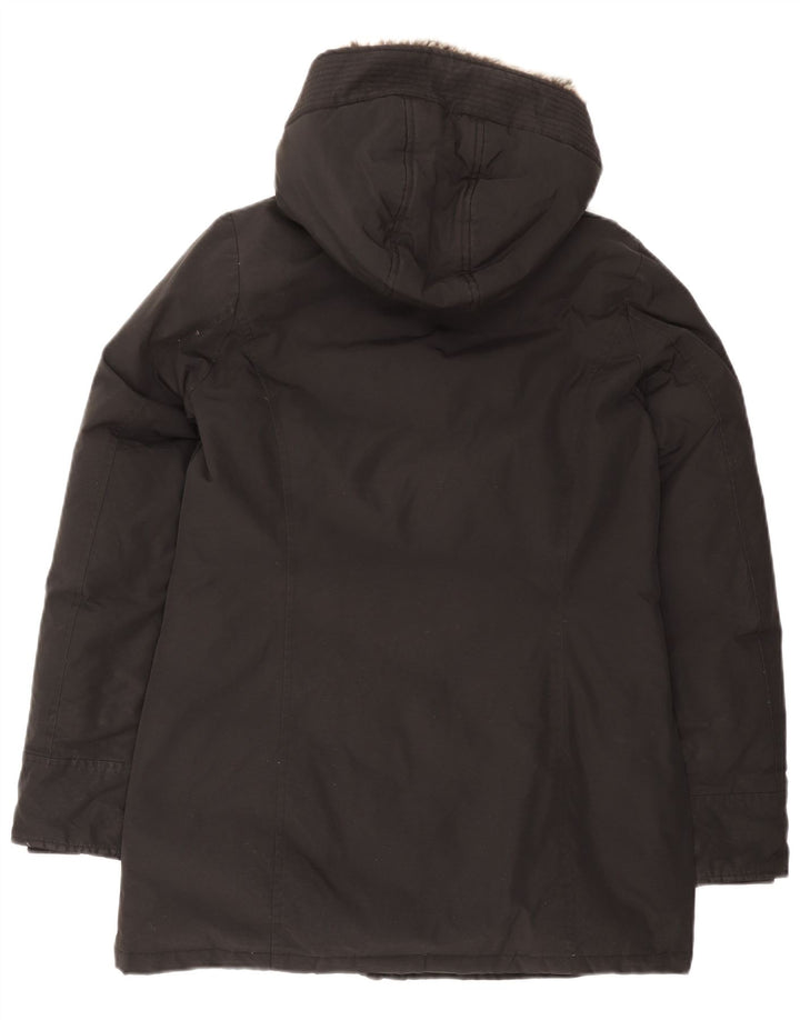 Woolrich Polstret hættejakke til kvinder UK 14 Medium Sort Bomuld