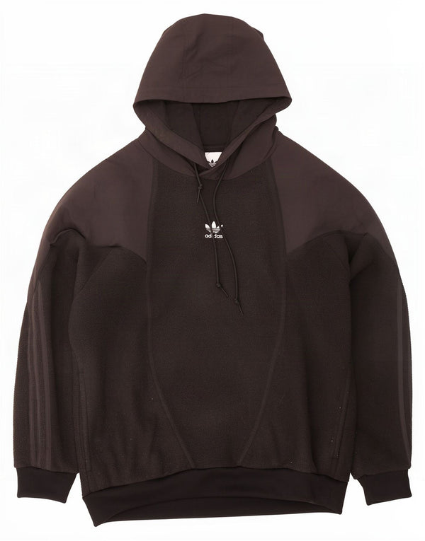 Adidas Herre grafisk fleecetrøje med hætte Medium Sort Colourblock Polyester