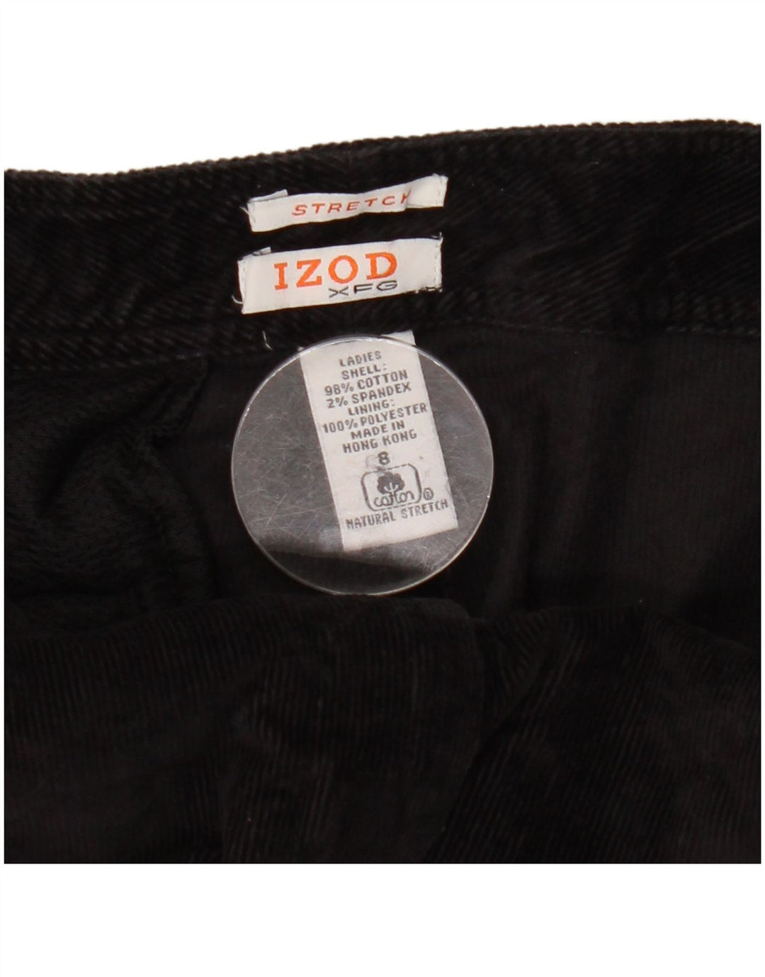 Izod Dame Capri Cargo Corduroy Bukser US 8 Medium W30 L22 Sort Bomuld