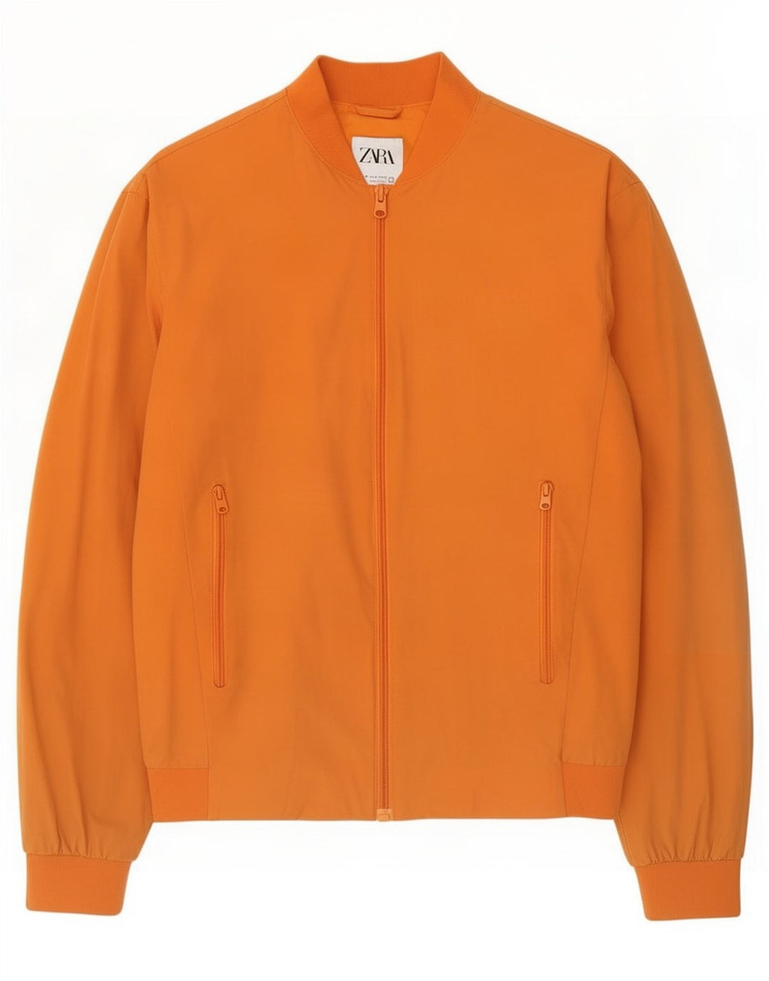 Zara Herre Bomber Jacket UK 38 Medium Orange Nylon