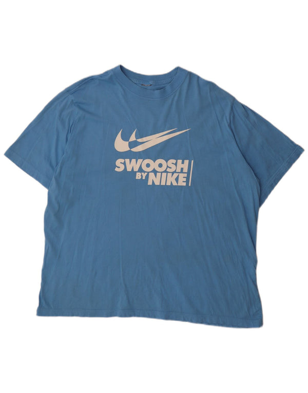 Nike Herre Swoosh Grafisk T-Shirt Top 2XL Blå