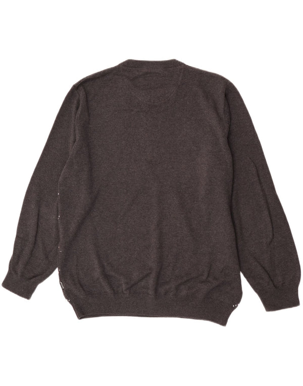 Fynch Hatton Herre sweater med rund hals 2XL Grå Argyle/Diamant Bomuld
