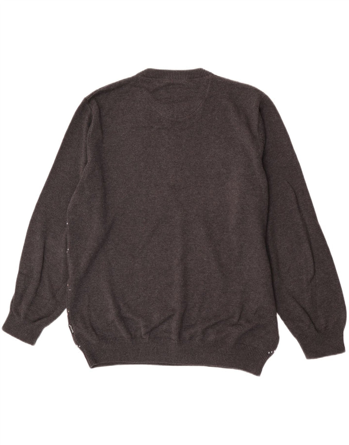 Fynch Hatton Herre sweater med rund hals 2XL Grå Argyle/Diamant Bomuld
