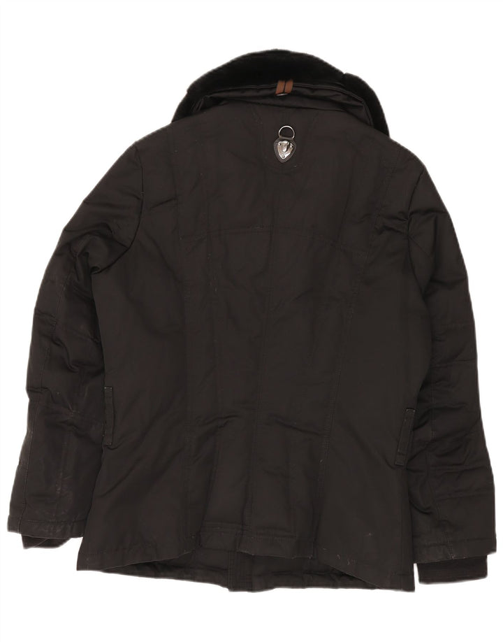 PIERO GUIDI Dame Oversized polstret jakke UK 10 Lille sort bomuld