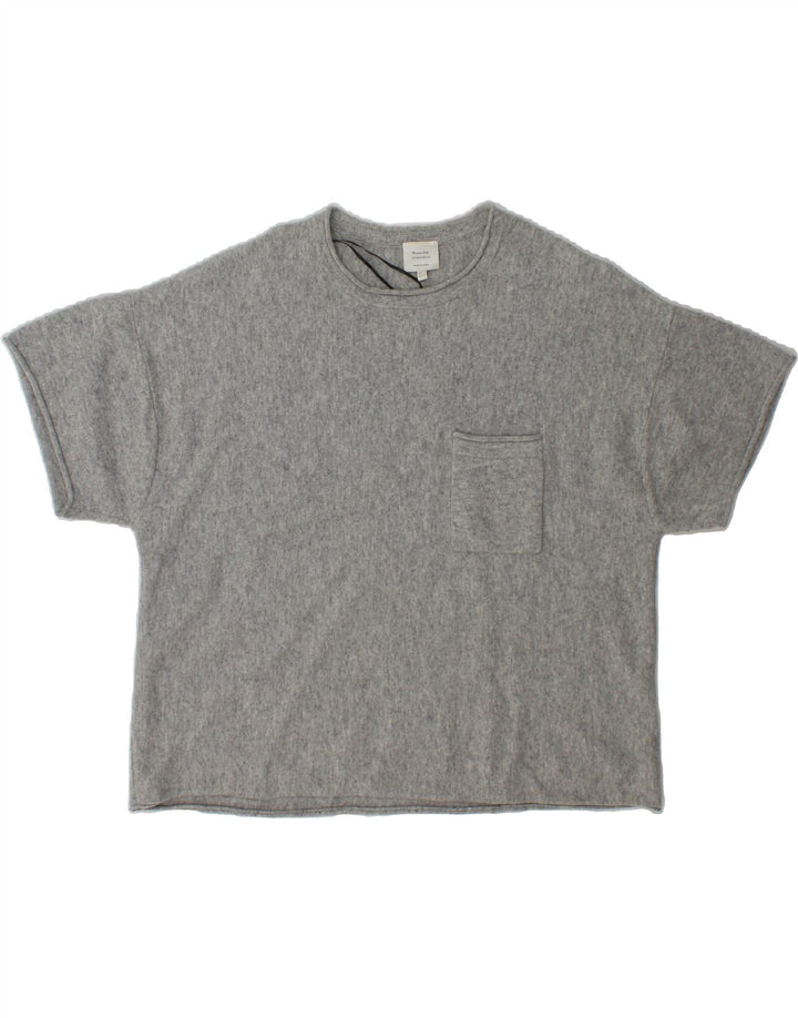 MASSIMO DUTTI Womens Oversized Boat Neck Jumper Sweater UK 10 Small Grey Vintage Massimo Dutti and Second-Hand Massimo Dutti from Messina Hembry 