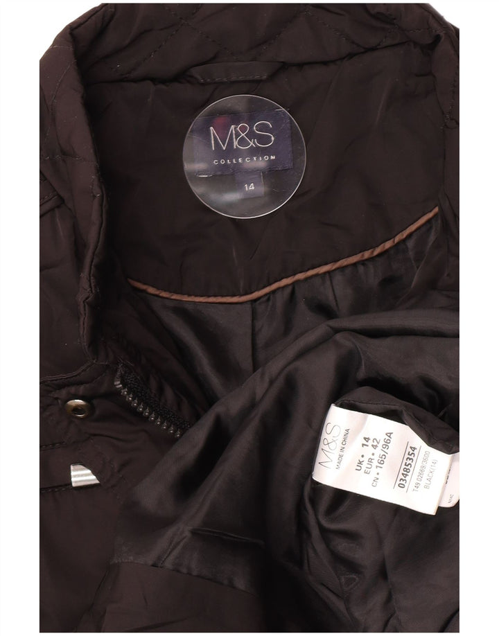 Marks & Spencer Quiltet jakke til kvinder UK 14 Stor sort polyester