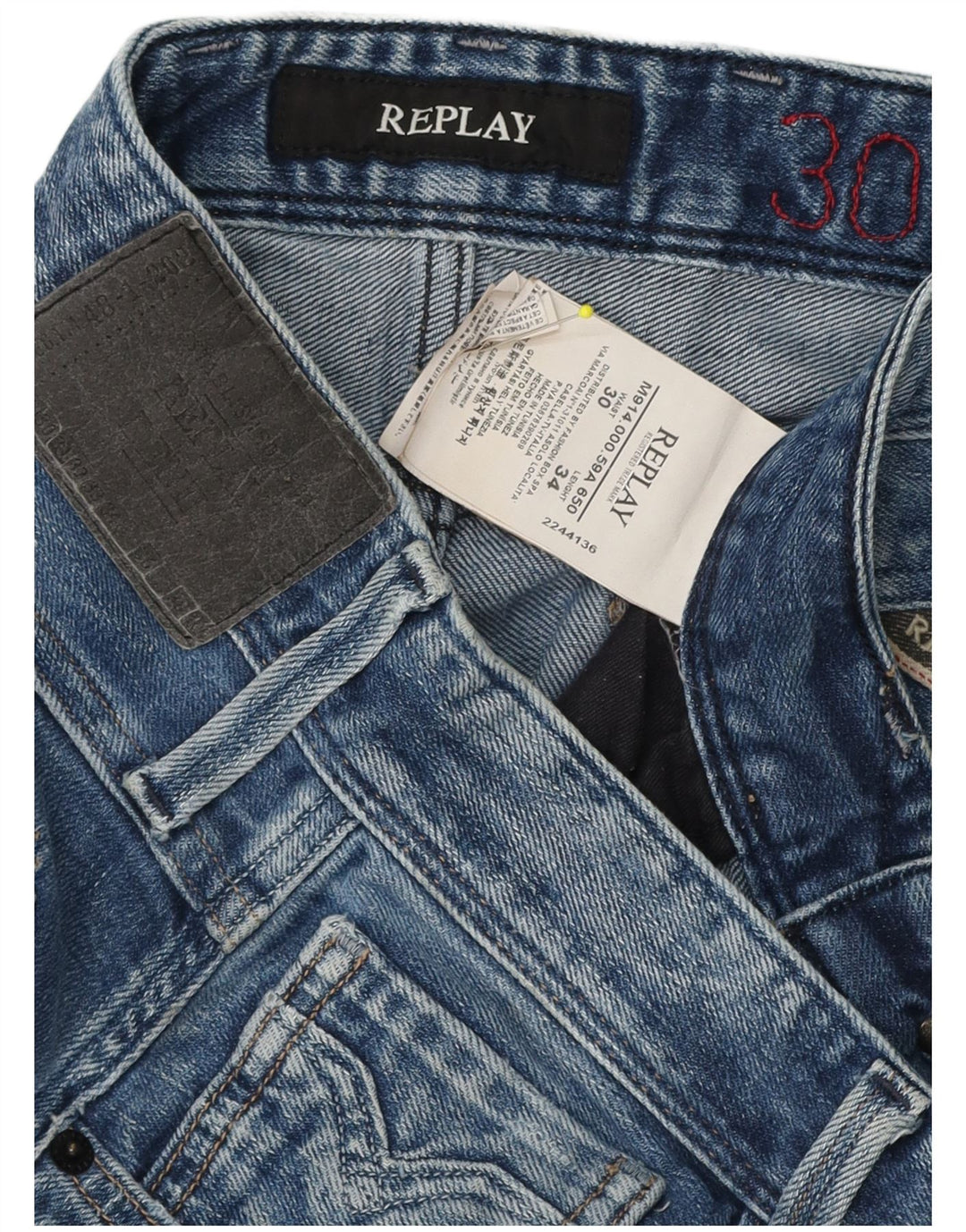 Replay Dame Slim Jeans W30 L29 Blå Bomuld