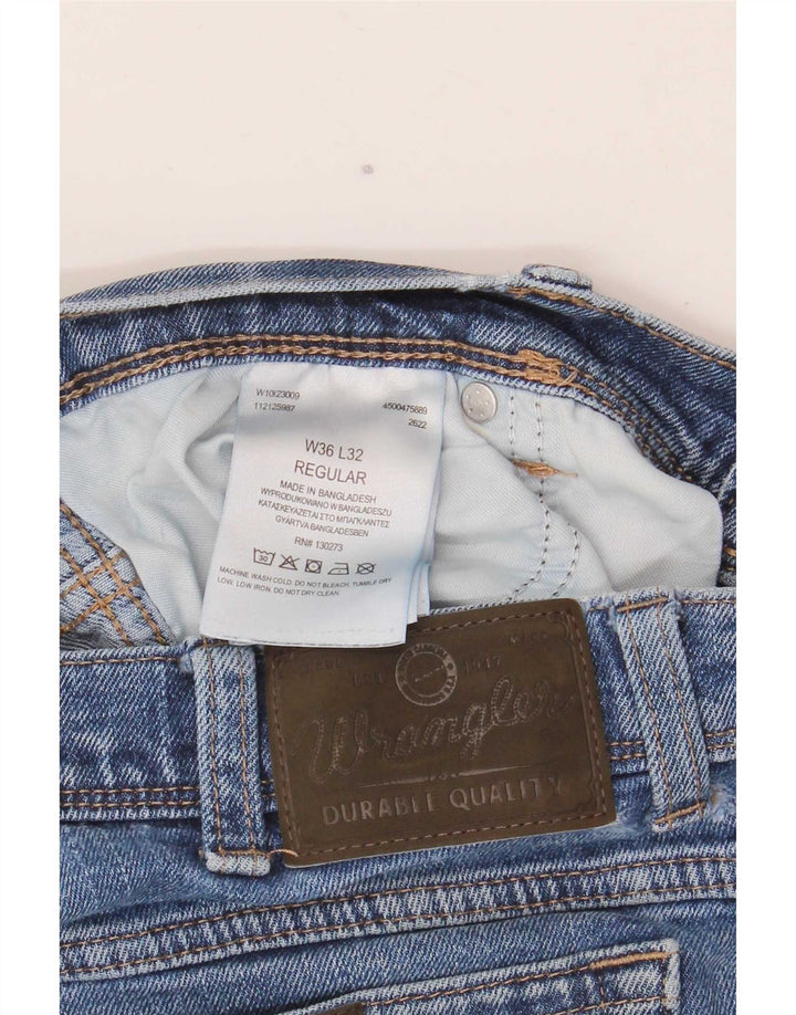 Wrangler Herre Regular Straight Jeans W36 L32 Blå Bomuld