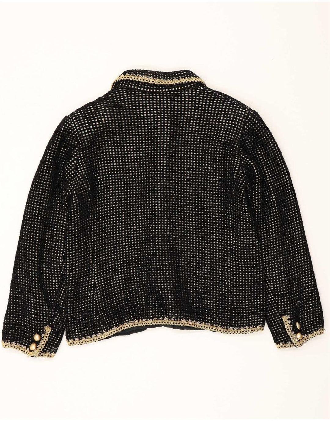 Vintage kvinders 2-delt nederdel Sæt UK 14 Medium W30 Sort Geometrisk