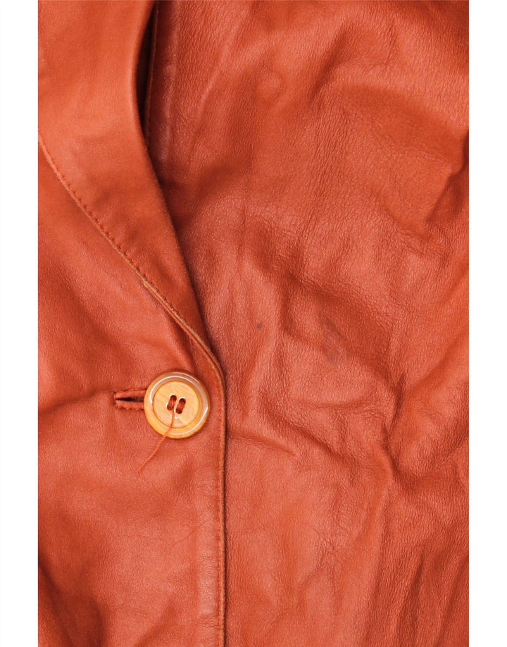 ELEGANCE PARIS Dame 2-knaps blazerjakke UK 20 2XL Brunt læder