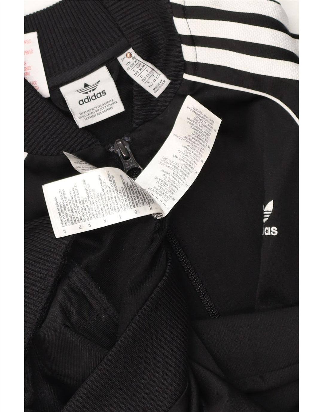 Adidas Drenge Træningsdragt Topjakke 11-12 År Sort Polyester