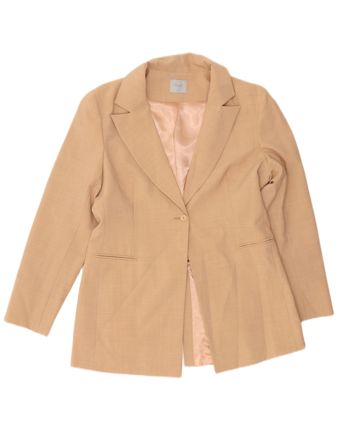 Oasis Dame 1-knaps blazerjakke UK 14 Medium Beige Polyester