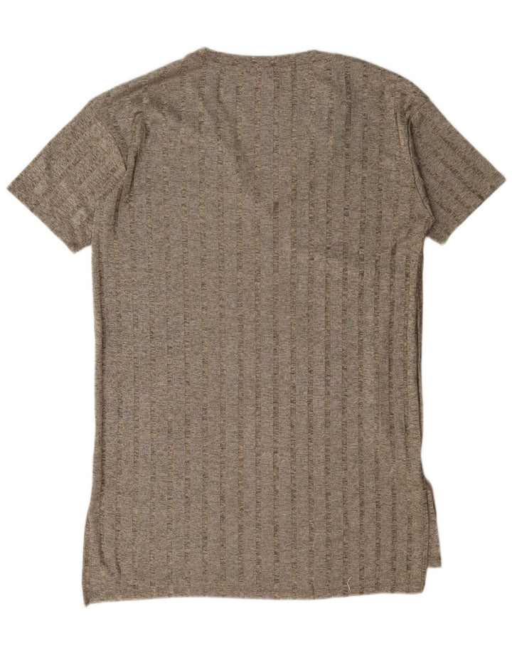 Zara Dame Oversized T-Shirt Kjole UK 14 Medium Grå Stribet