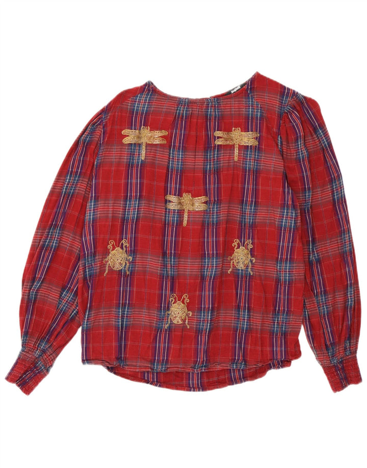 Desigual Damebluse Top UK 16 Stor rød ternet