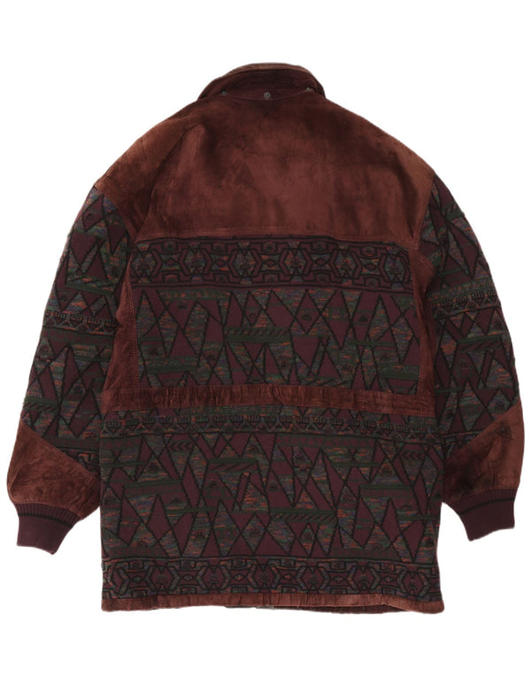 Torras Herre Ruskind Windbreaker Coat EU 56 3XL Brun Geometrisk