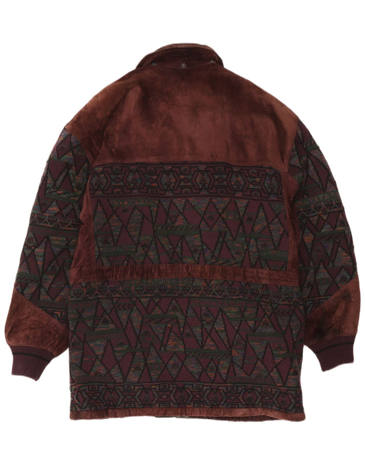 Torras Herre Ruskind Windbreaker Coat EU 56 3XL Brun Geometrisk