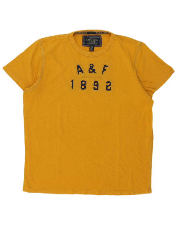 Abercrombie & Fitch Herre Muscle Fit Grafisk T-Shirt Top XL Gul Bomuld