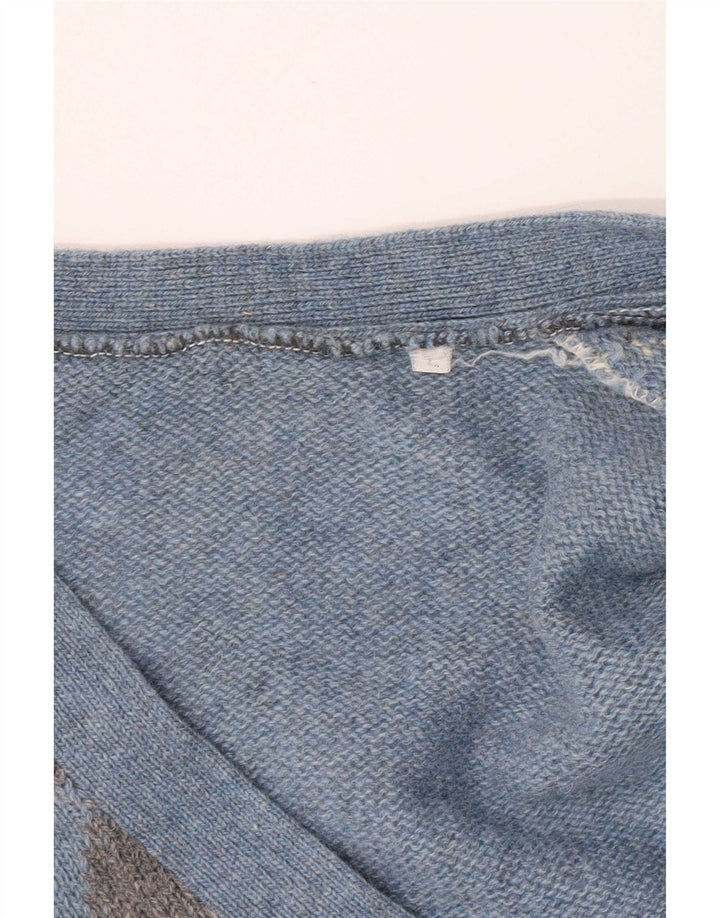 Vintage herre cardigan sweater Large Blue Argyle/Diamond