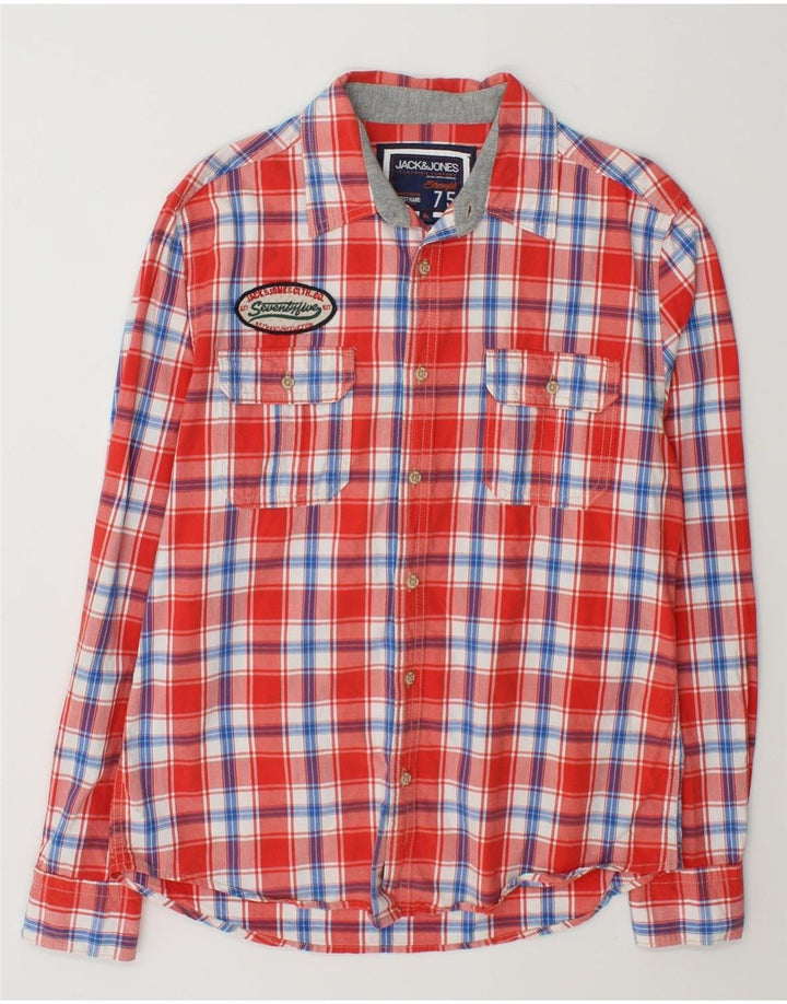 JACK & JONES Mens Shirt XL Red Check Vintage Jack & Jones and Second-Hand Jack & Jones from Messina Hembry 