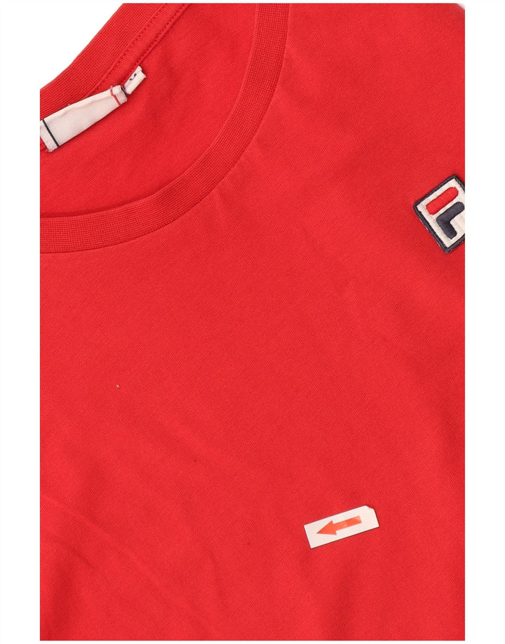 Fila Dame T-Shirt Top UK 14 Medium Rød Bomuld