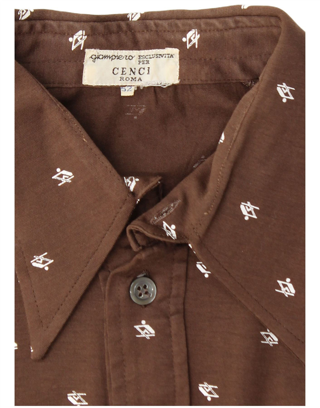 VINTAGE Dame Kortærmet Pullover Shirt IT 52 2XL Brun Geometrisk